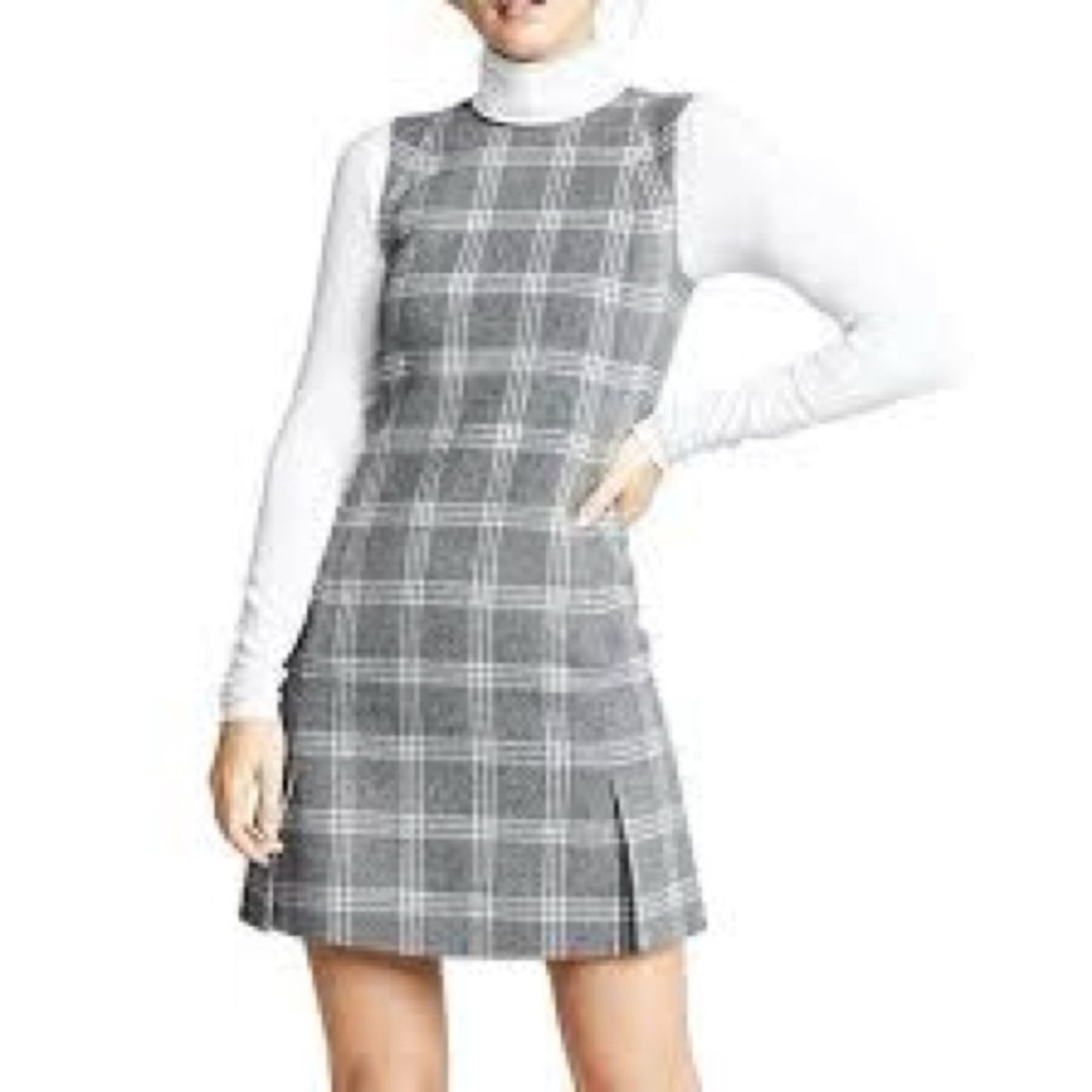 Theory Gray Plaid Sleeveless Dress